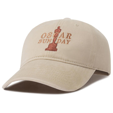 Beige cap with 'Oscar Sunday' text and logo on a white background